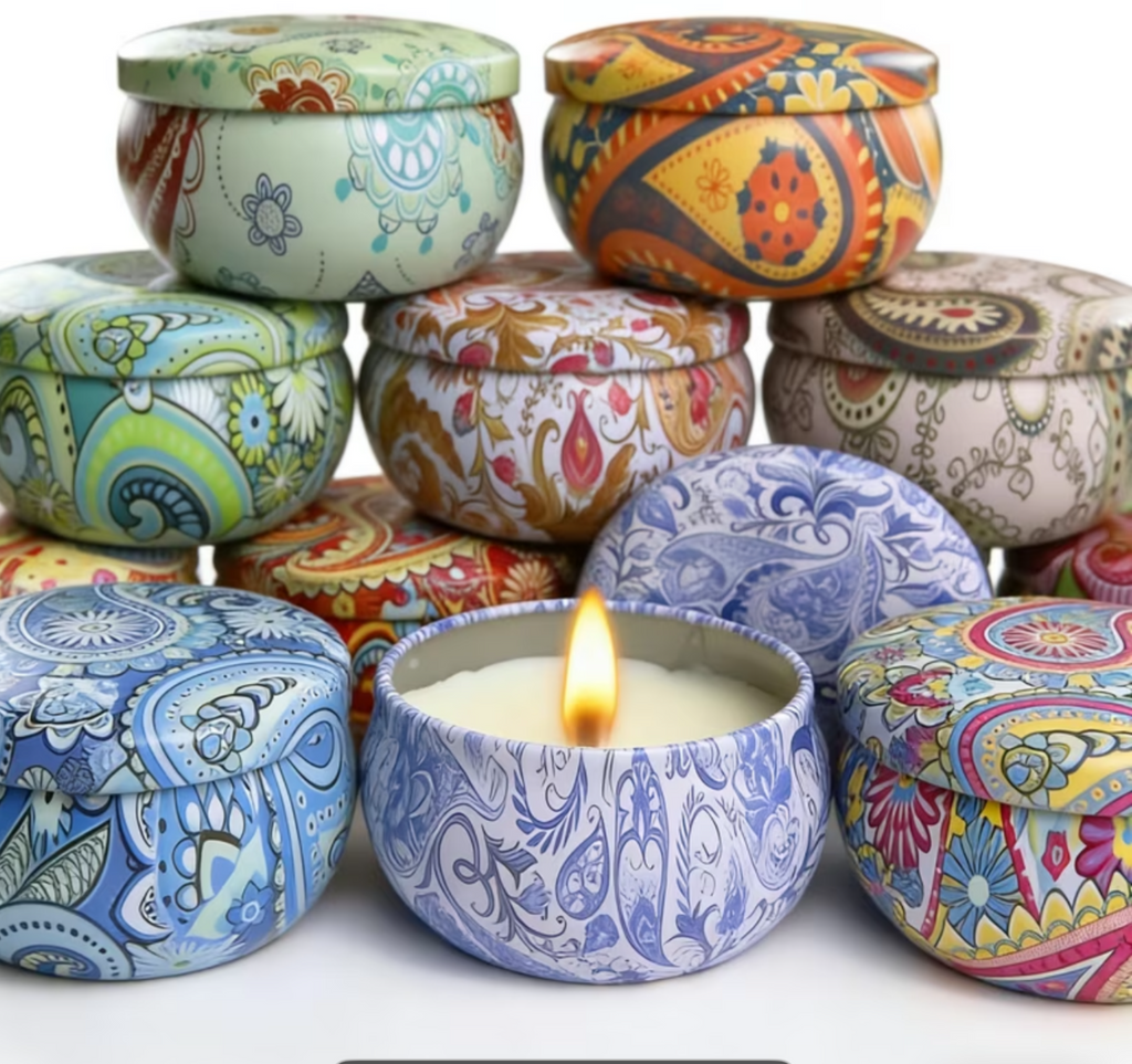 Vintage Boho Candle Tin | Cozy Room Decor Candle