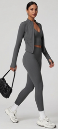Women’s Seamless Activewear Set – 3 Piece Gym Outfit