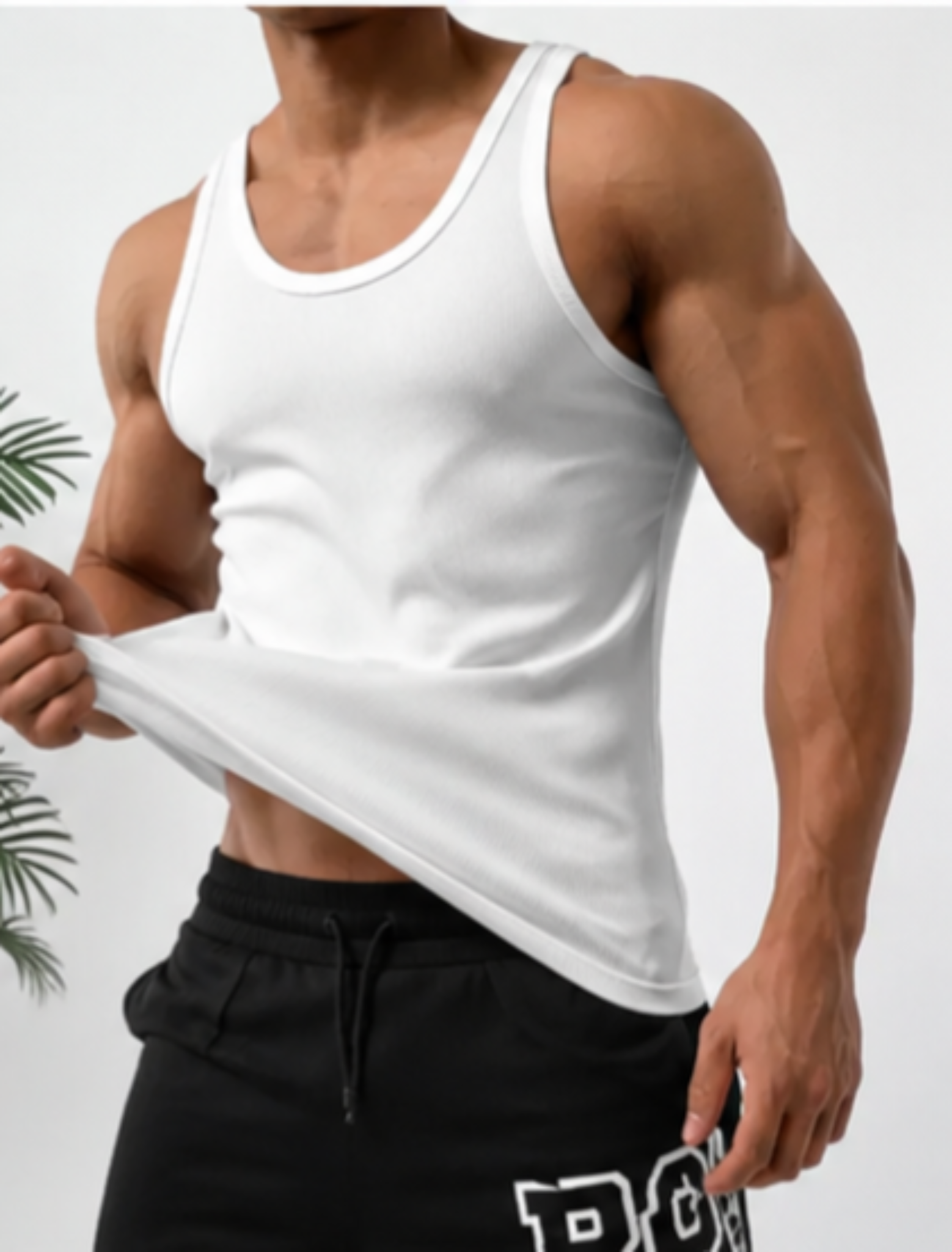 Men’s Ribbed Tank Top – Stretch Gym Athletic Shirt