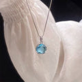 Blue Crystal Pendant Necklace for Women | Elegant Silver Jewelry