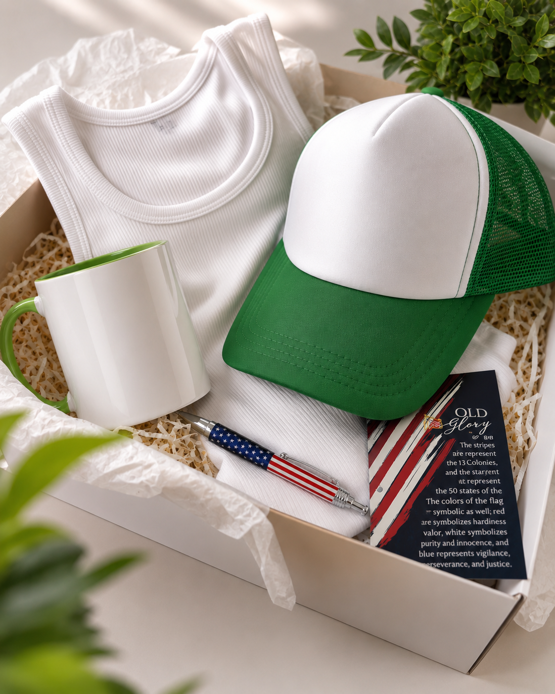 Men’s Gift Box Set – Cap, Mug, Tank Top & USA Accessories