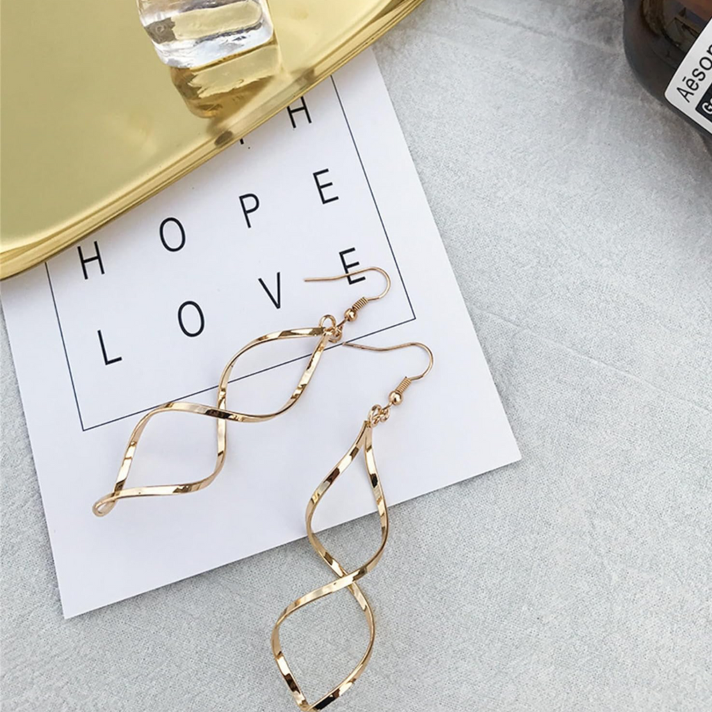 Gold Spiral Drop Earrings for Women | Elegant Dangle Earrings