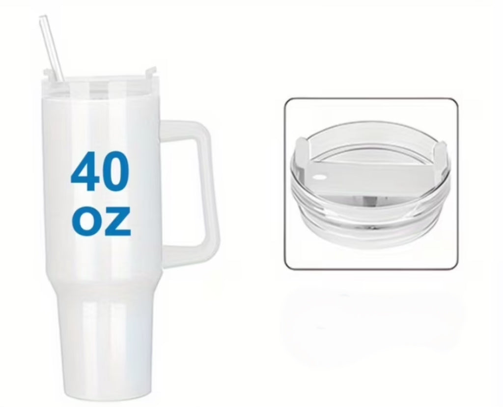 Personalized 40oz Tumbler with Handle | Custom Name & Initial Travel Mug | Stainless Steel Insulated Cup Gift