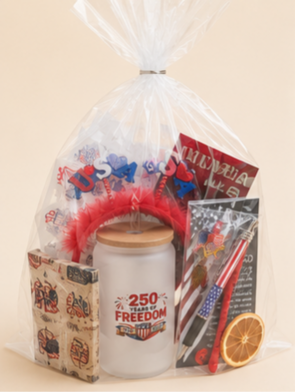 Patriotic Gift Box for Her, 4th of July Gift Set, USA Party Gift, American Flag Tumbler, Independence Day Gift