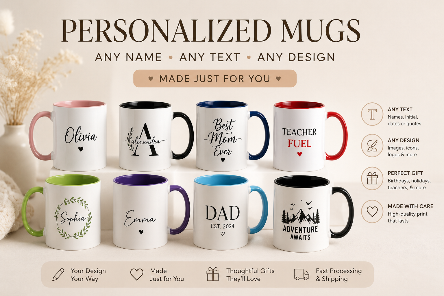 Custom Name Mug | Personalized Ceramic Coffee Mug