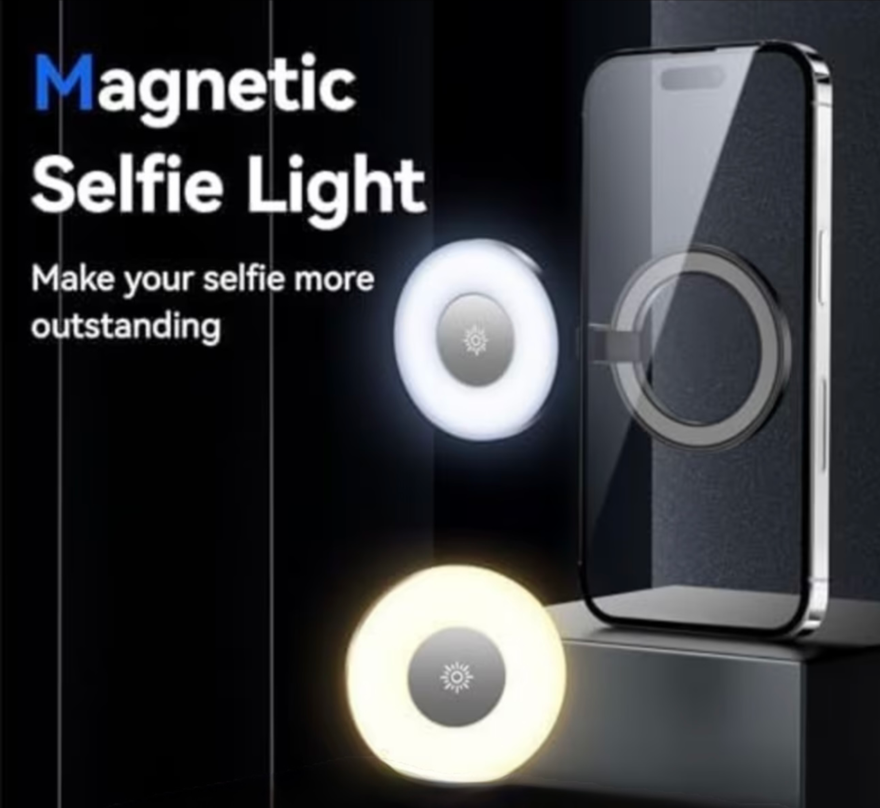 Magnetic Selfie Ring Light for Phone – Rechargeable LED Clip Light