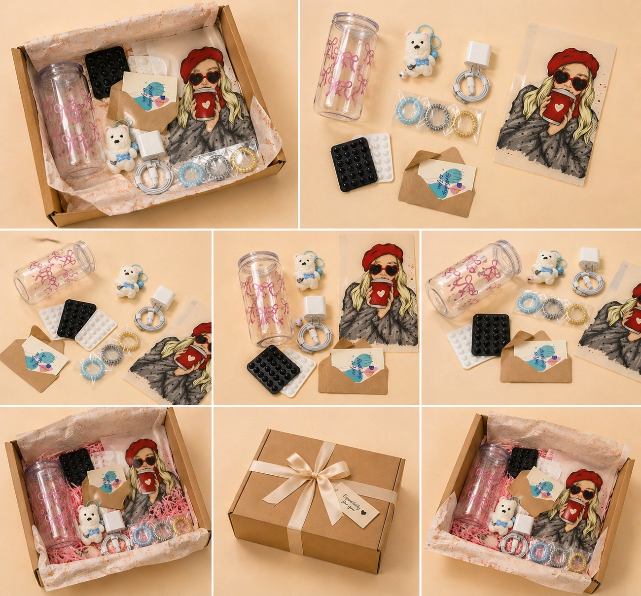Cute Gift Box Set for Women | Aesthetic Bundle with Tumbler, Phone Accessories & Keychain