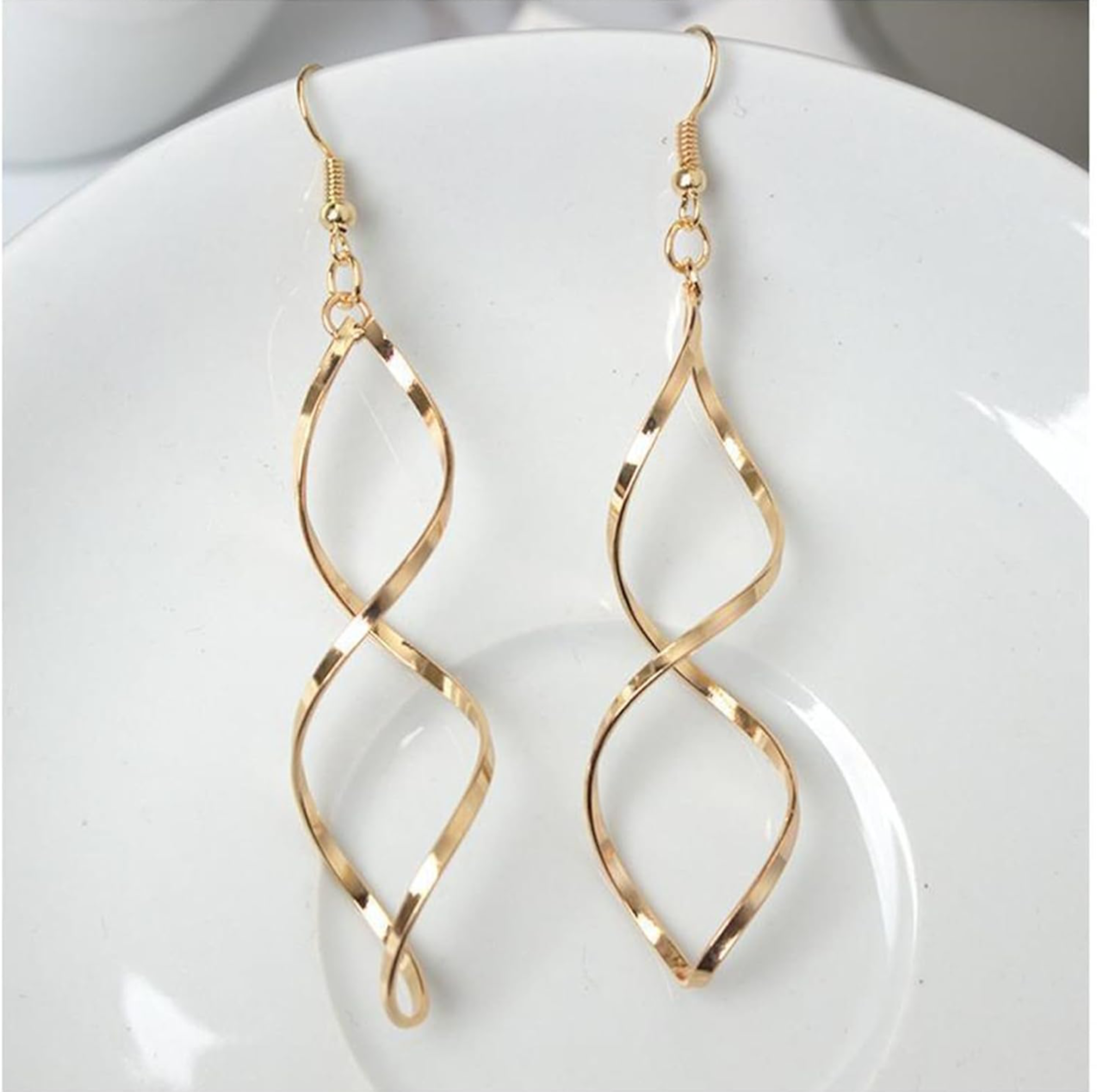 Gold Spiral Drop Earrings for Women | Elegant Dangle Earrings