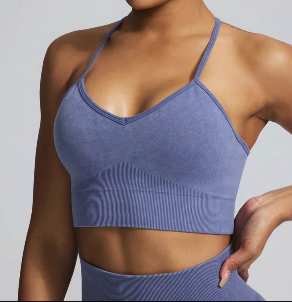 Women’s Seamless Sports Bra – Ribbed Activewear Top