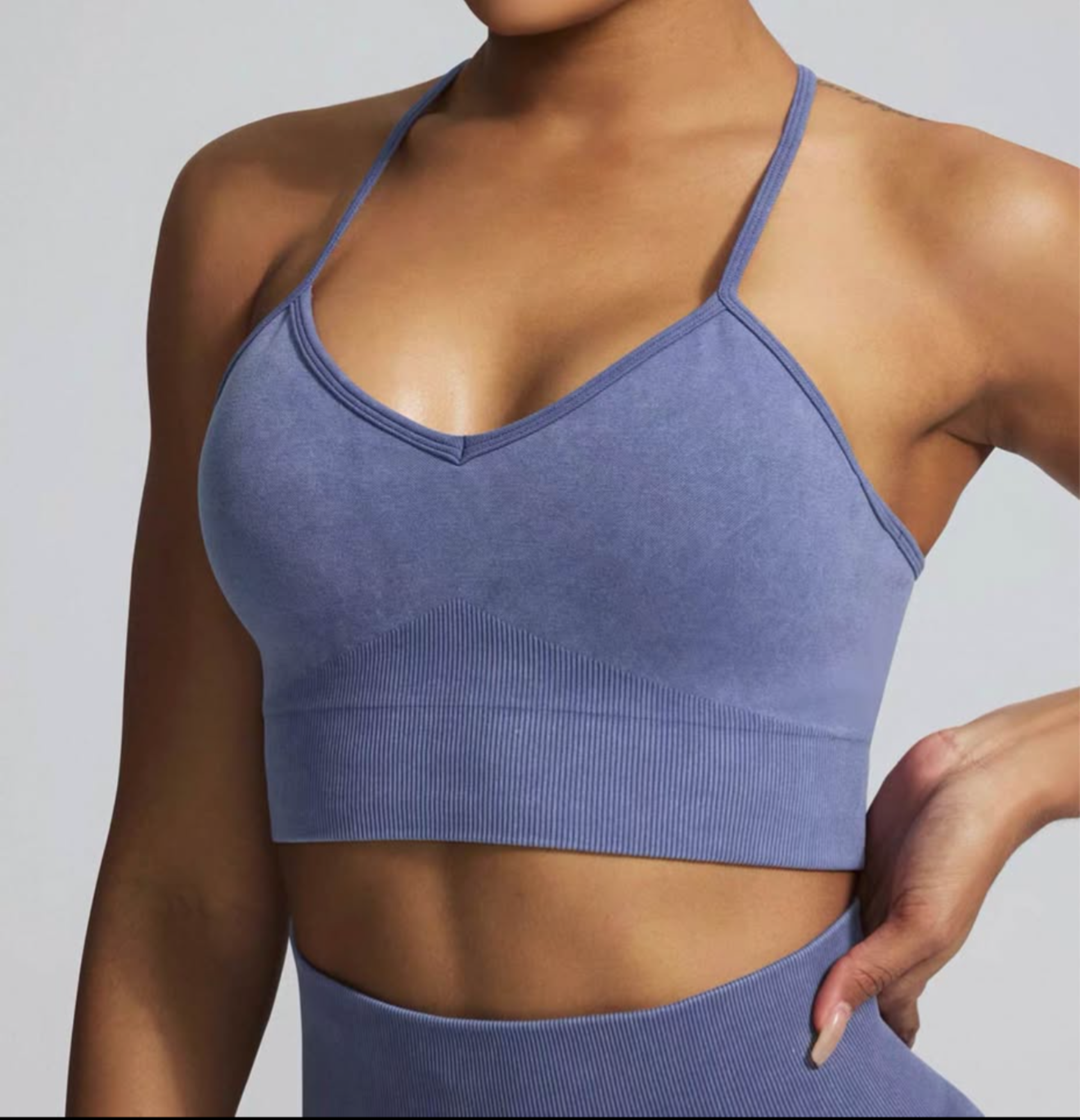 Women’s Seamless Sports Bra – Ribbed Activewear Top