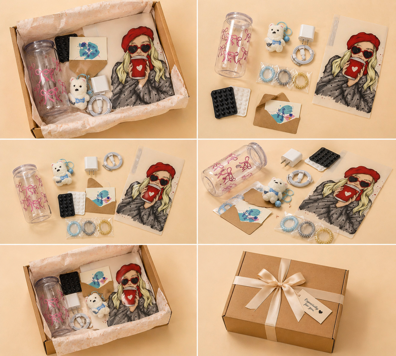 Cute Gift Box Set for Women | Aesthetic Bundle with Tumbler, Phone Accessories & Keychain