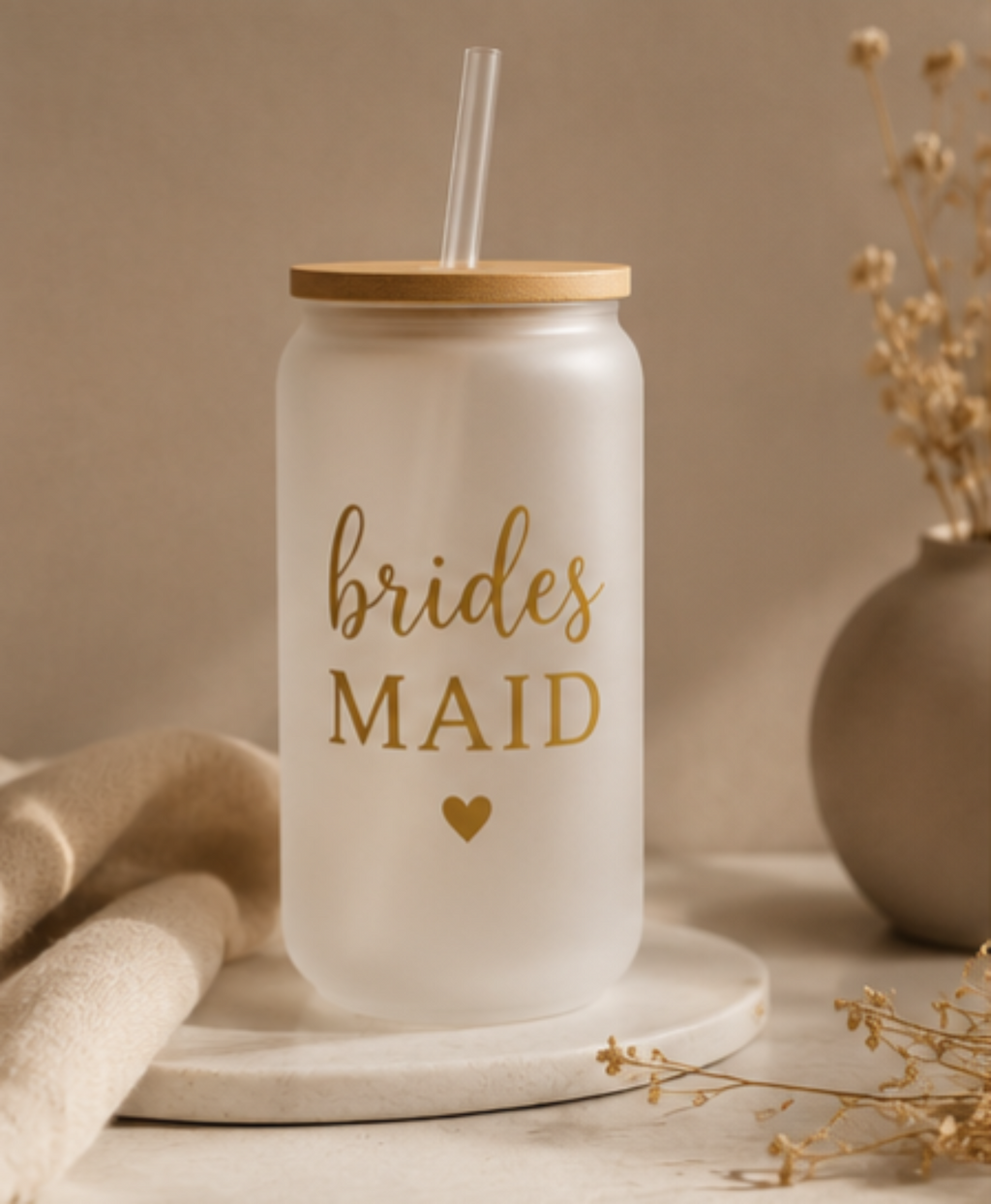Custom Frosted Glass Cup with Lid & Straw – Personalized Aesthetic Tumbler