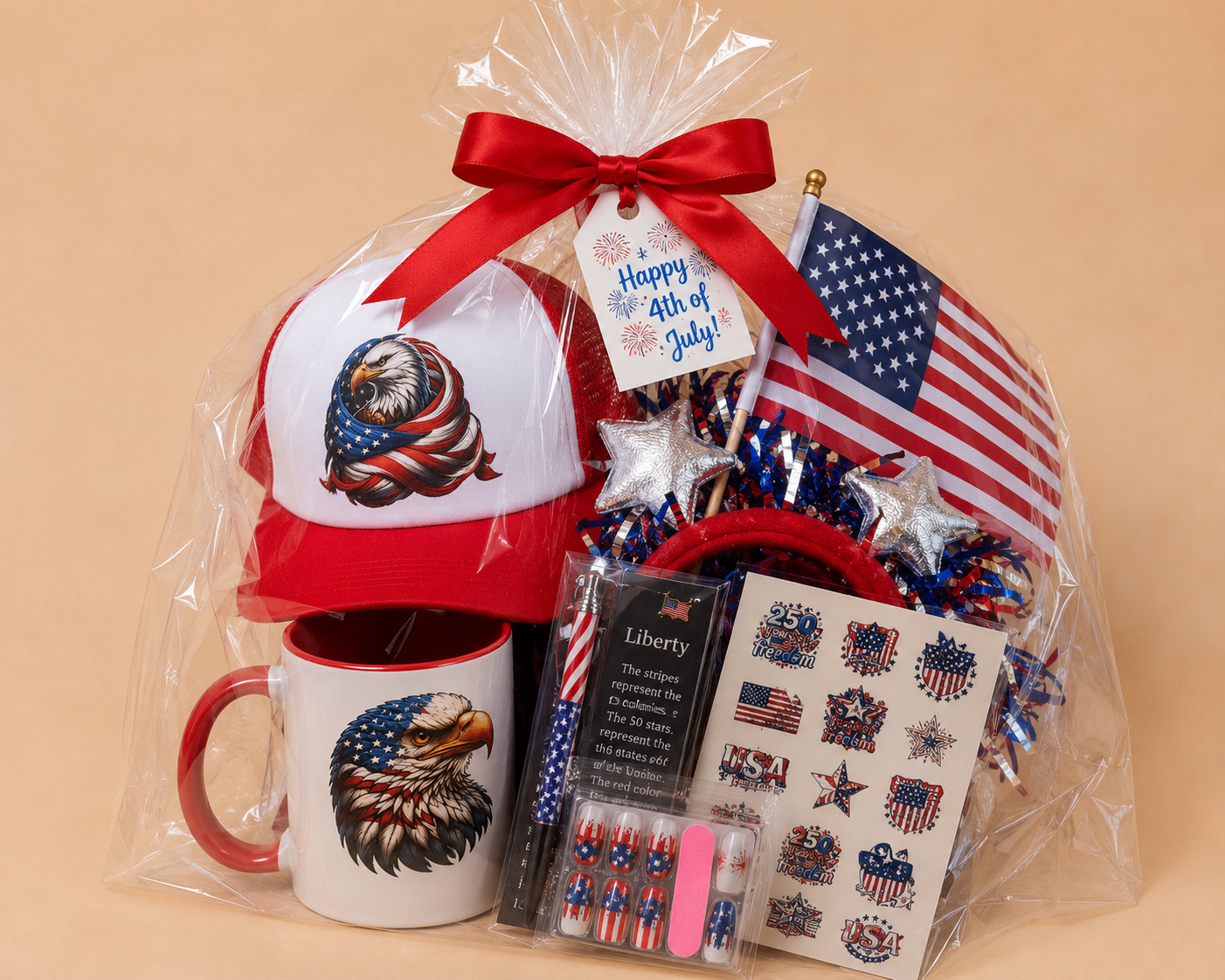Patriotic Gift Box for Her, 4th of July Gift Set, USA Gift Basket, American Flag Gift, Freedom Celebration Box