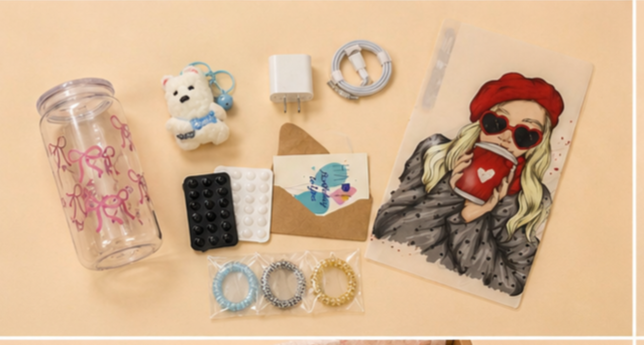 Cute Gift Box Set for Women | Aesthetic Bundle with Tumbler, Phone Accessories & Keychain