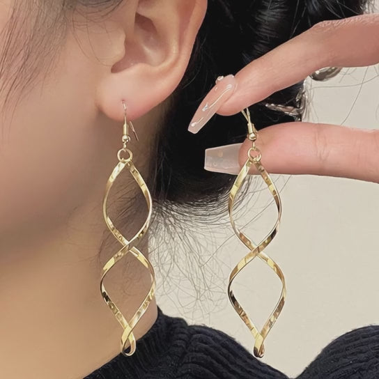 Gold Spiral Drop Earrings for Women | Elegant Dangle Earrings